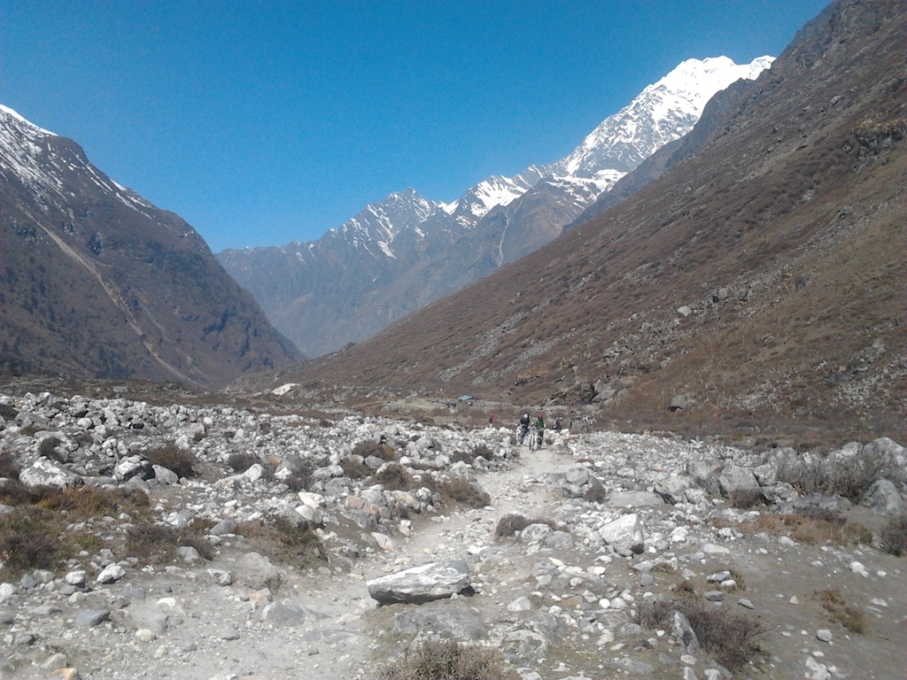 On the way to Kyanjin Gomba riding through to high altitude over Himalayas.