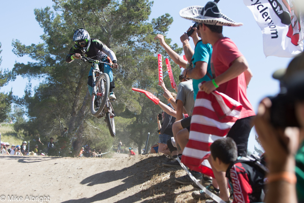 Cody Johnson catches some air during the Pro Downhill event at the 2012 Sea Otter Classic near Monterey, CA.