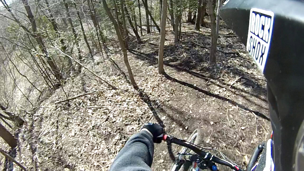 A still from the Contour of my second run down a steep loamy trail called "faceplanter"