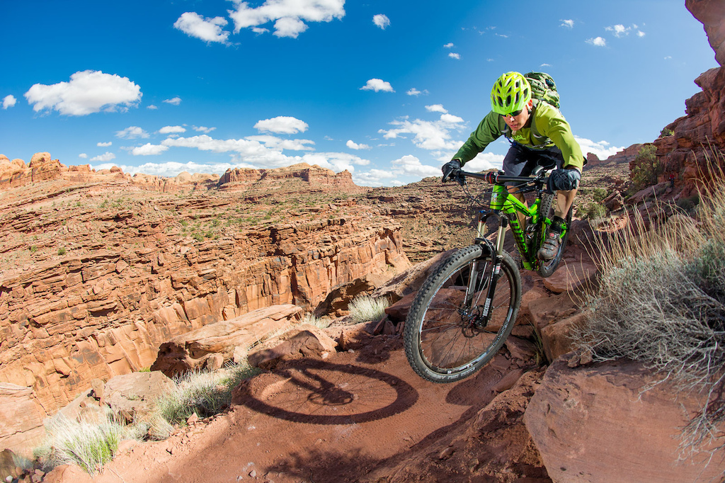 Kyle Mears rides the Captain Ahab trail in Moab, Utah