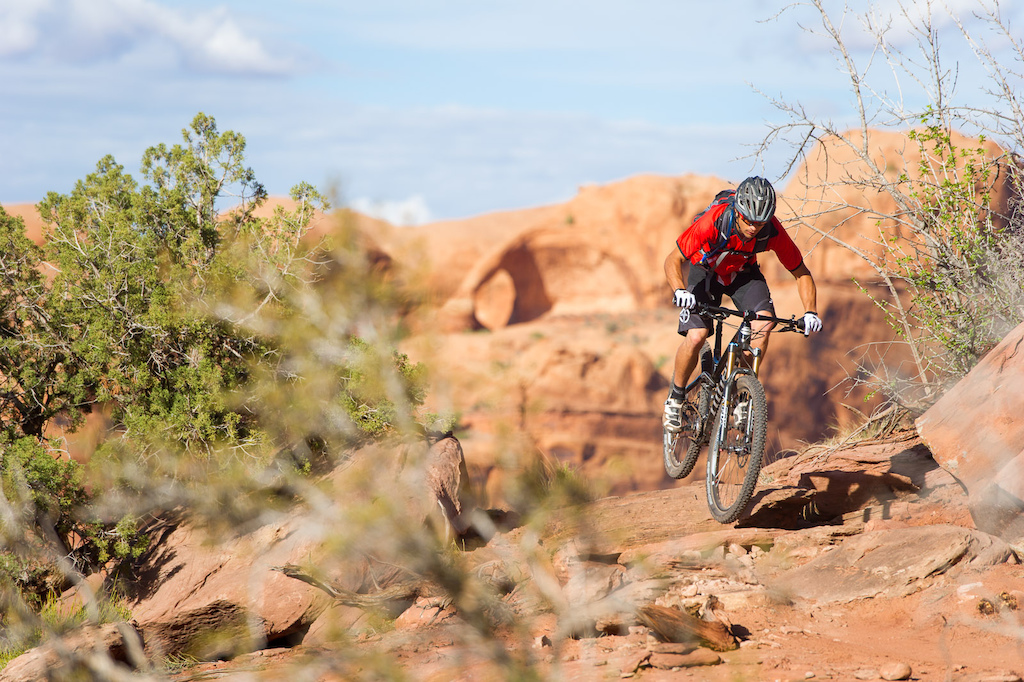 Tyson Swasey  rides the Captain Ahab trail in Moab, Utah
