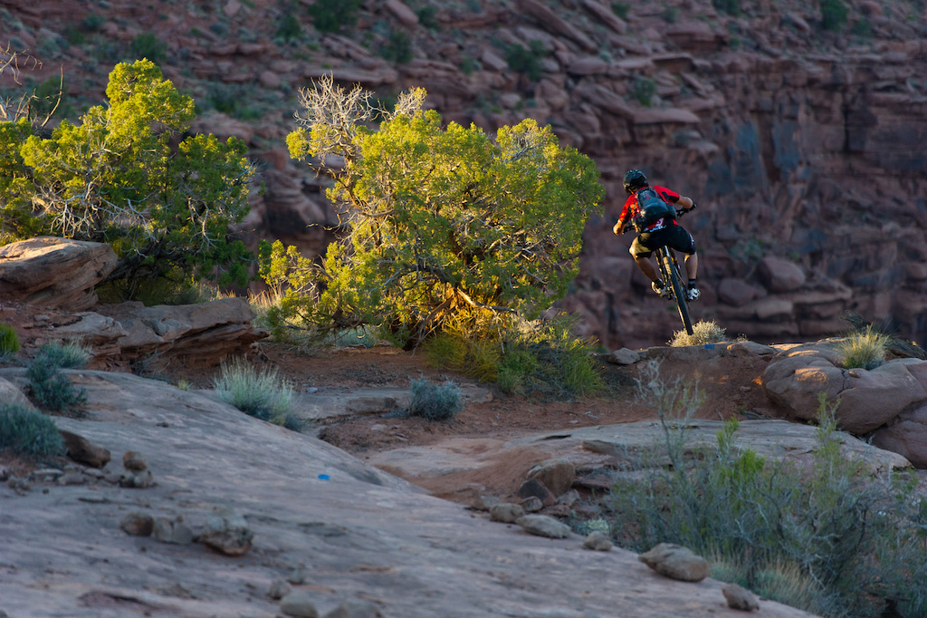 Tyson Swasey  rides the Captain Ahab trail in Moab, Utah