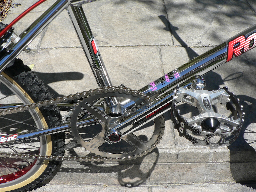 Redline flight cranks Double pich not USA made with Redline chain wheel and KMC chain , and Suntour XC II pedals