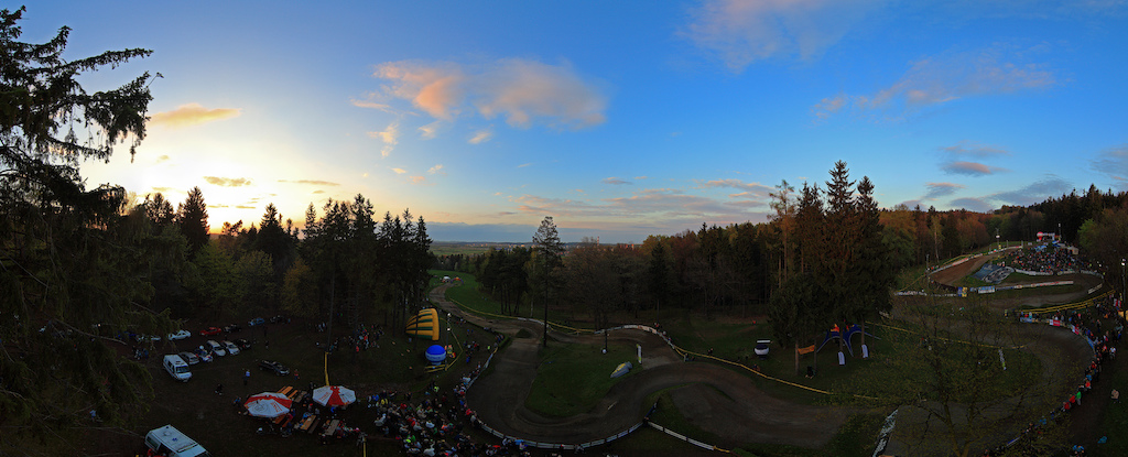 2013 4X ProTour Round 1 - Amazing view from a crane as the sun starts to set during quali runs.