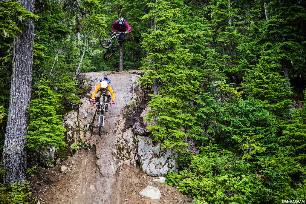 Curtis Robinson of The Coastal Crew airs (!) into Drop In Clinic, Whistler Bike Park.