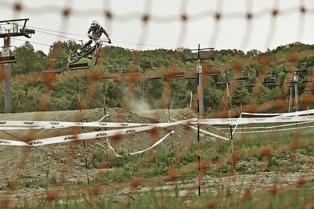 A nice whip on the final jump at Mt. Creek Downhill