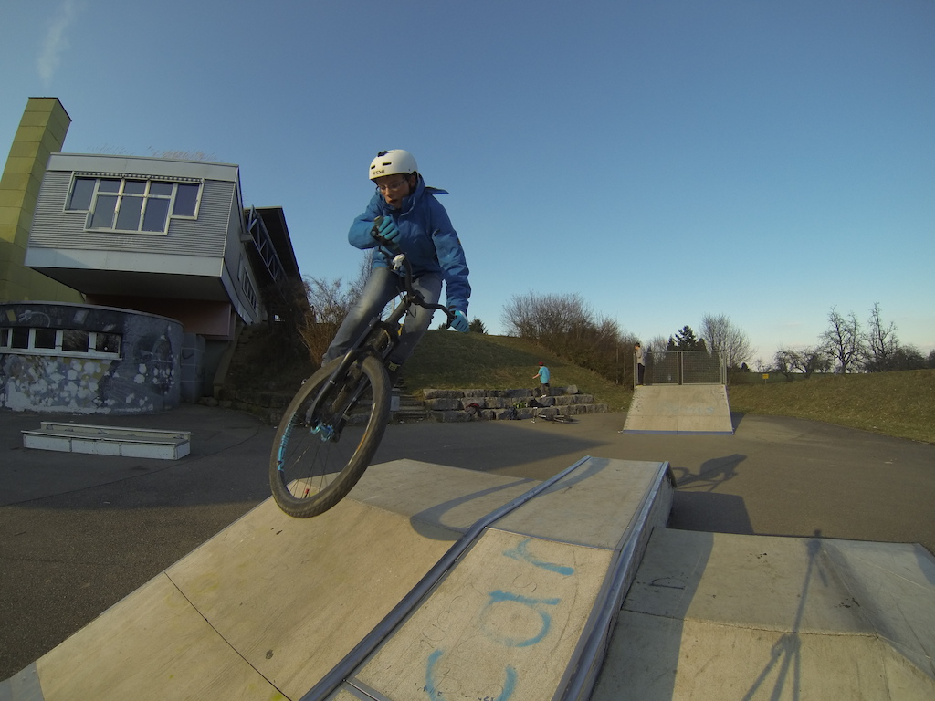 Little scrub at our little skatepark.