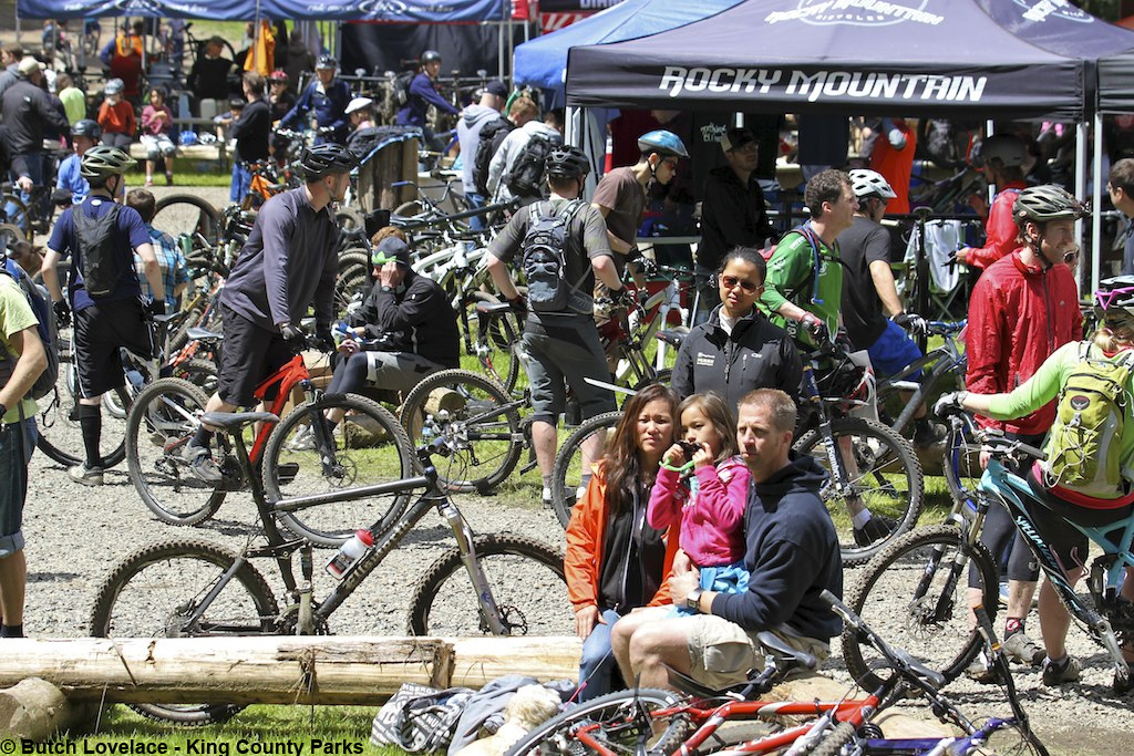 All kinds of riders enjoying the 2012 Evergreen Mountain Bike Festival. Photo Courtesy of Butch Lovelace - King County PArks