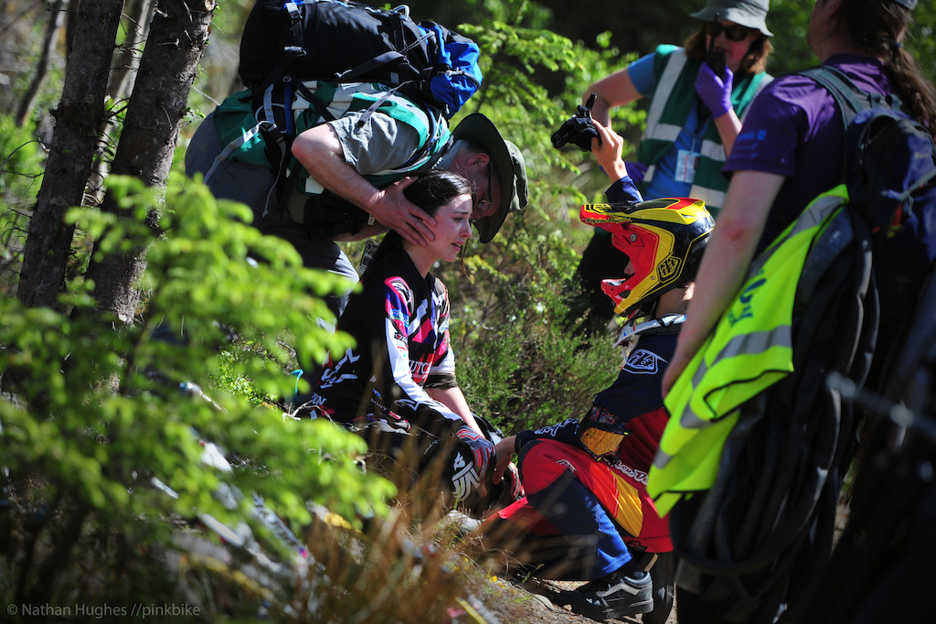 The junior women's world champ took a scary fall today as things didn't pan out well on the monster tabletops.