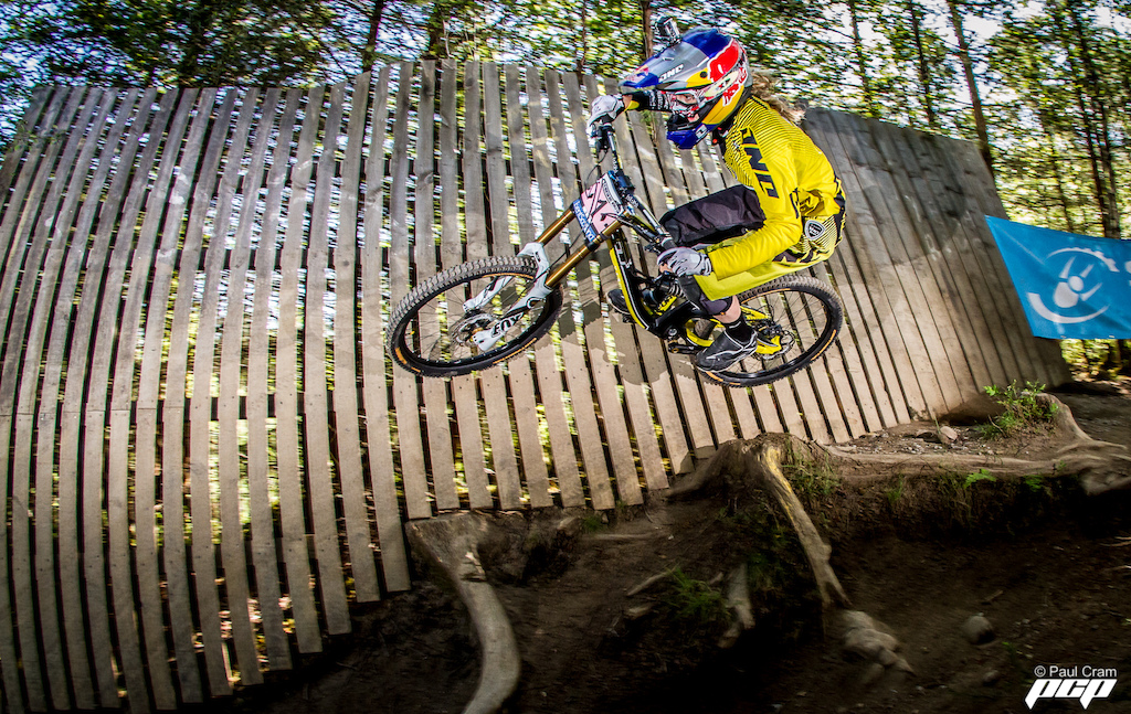 Rachel hitting the wall ride on her last practice run Sunday morning.