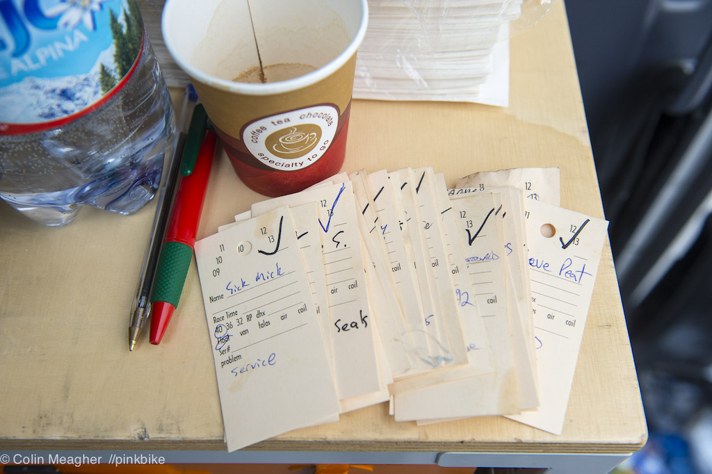 Service cards were stacking up at Fox Racing shox with rider requests from damn near all the top riders. This track is definitely a suspension testing ground like few others.