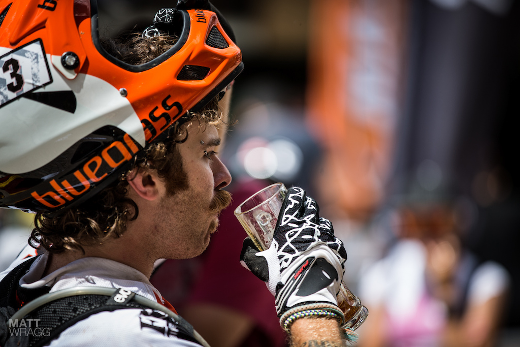 There are trophies, points and jerseys for the winner, but the first thing on Alex's mind after crossing the line was beer. We approve.