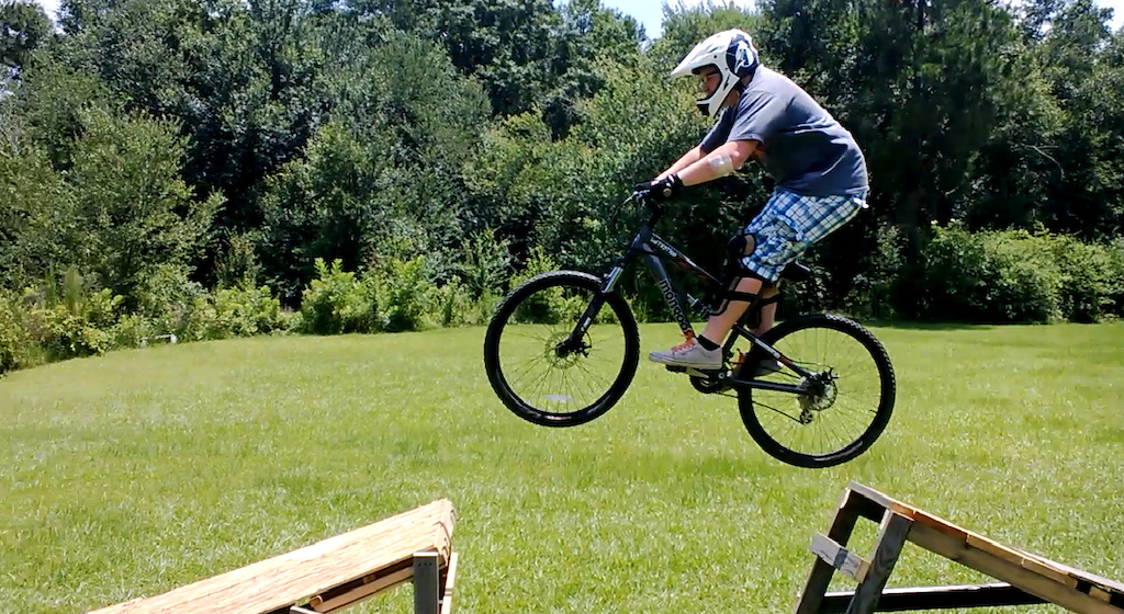 Me riding the new jump and landing...