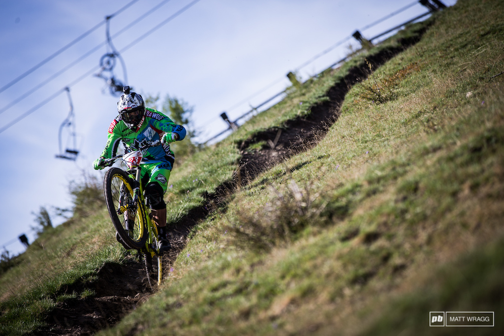 Trust Cedric to start popping wheelies on the insanely high speed section at the top of the course. By the end of the day he was sitting in a solid seventh place so there s speed there as well as style.
