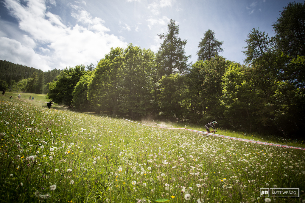 Anka Martin flatout through the lower meadows.