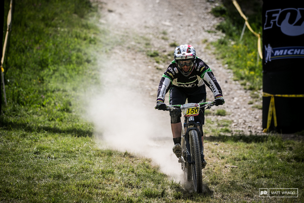 Tracy Moseley steaming into the finish area to take the win. We're struggling to remember the last enduro race she entered and didn't win...