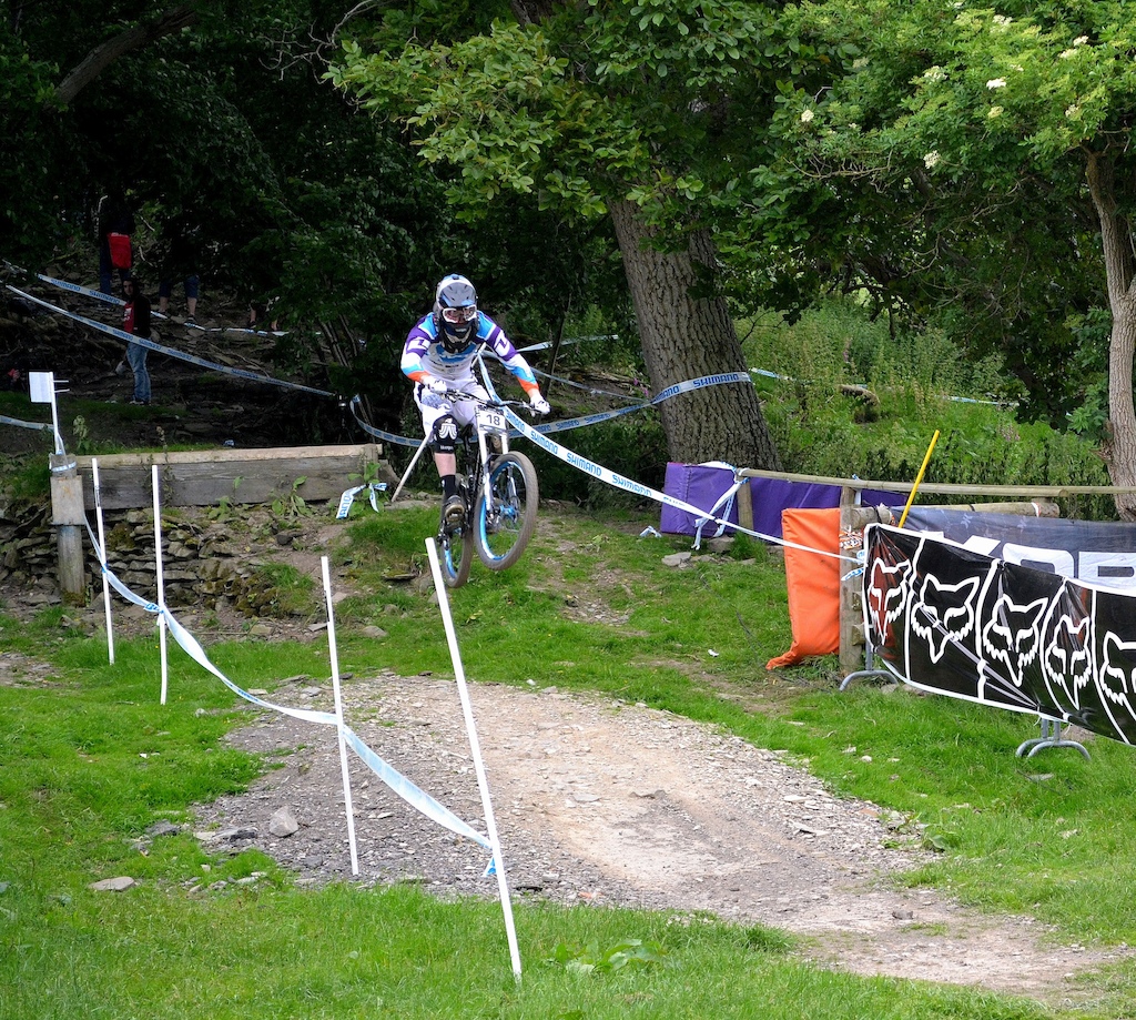 Llangollen BDS. Bernard Kerr sending it with style over the final jump into the finish during his race run.