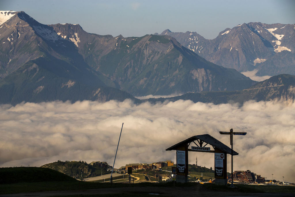 Alpe d Huez was an island this morning - in the sea of clouds.