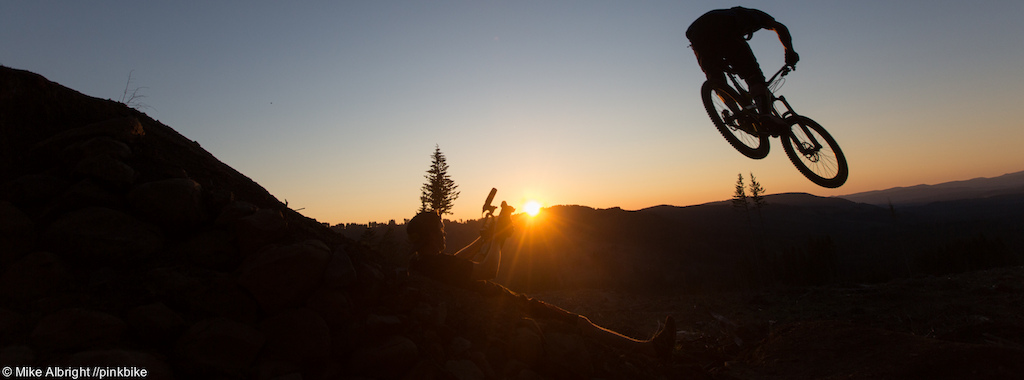Dylan Wolsky with a sunset shot on Thrillium's step-down jump.