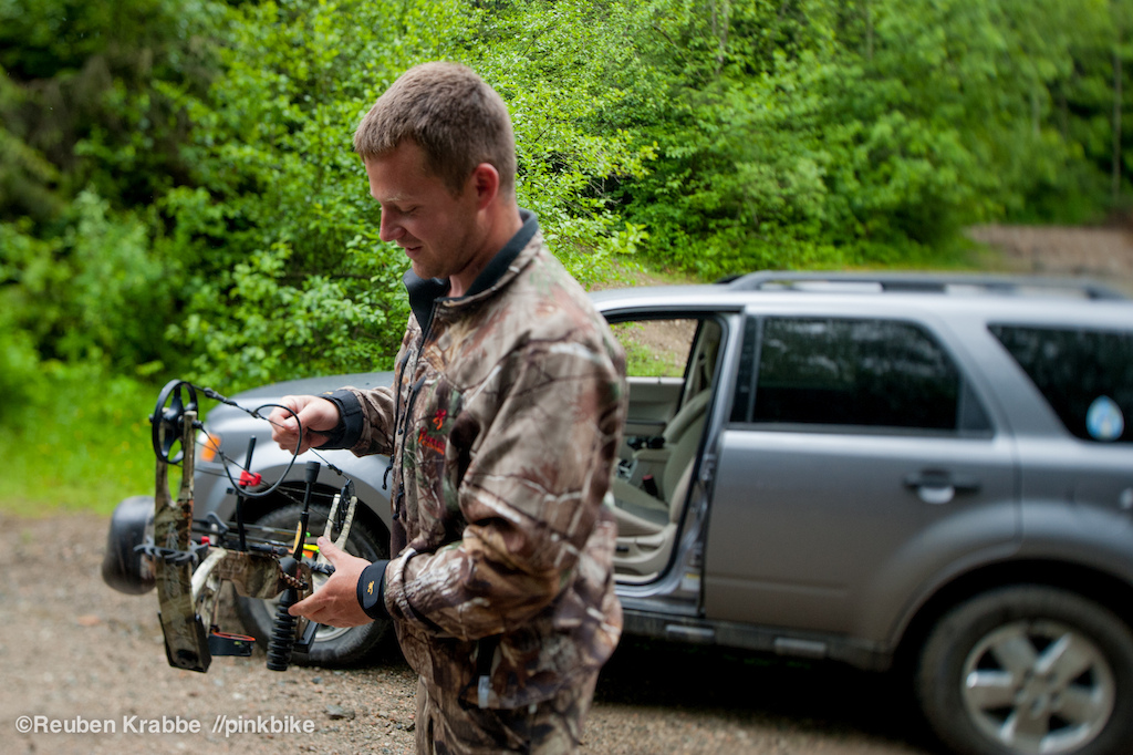 Deer Hunter on Sumas mountain shows us his bow