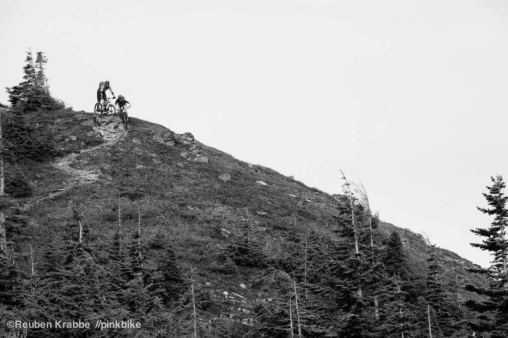 Sarah Leishman and Joe Schwartz drop from the peak of Mt Thurston