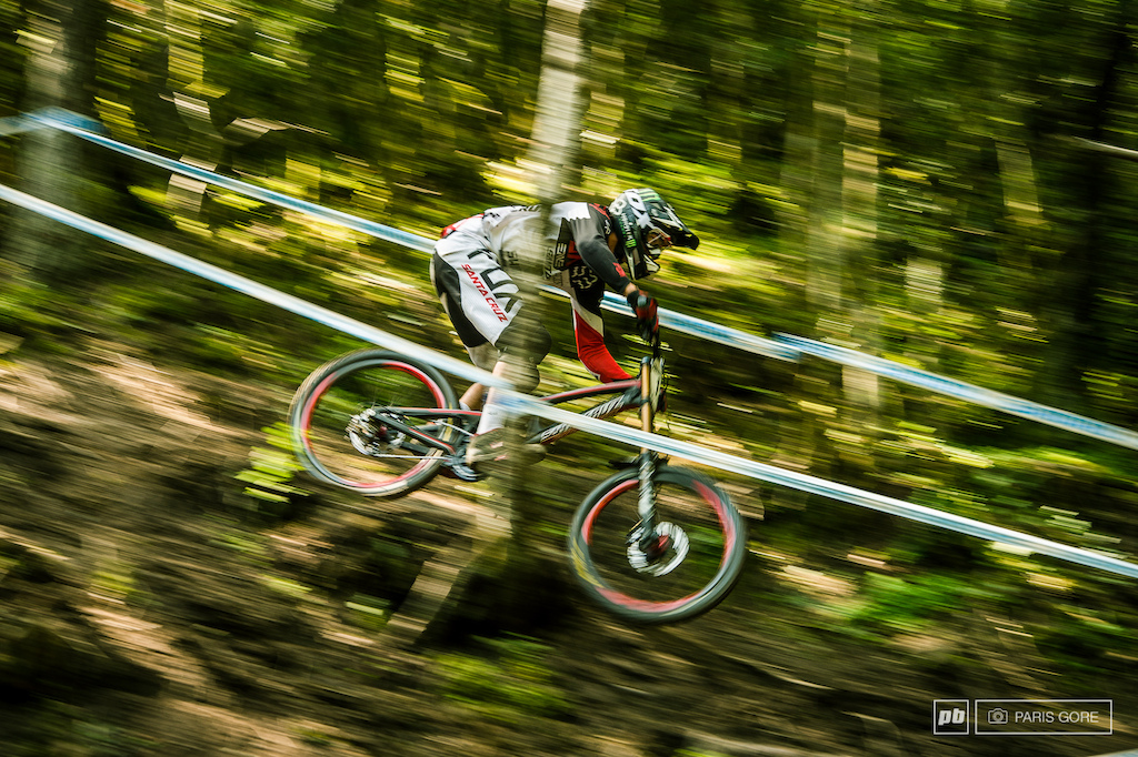 Josh Bryceland pinned through the lower section of the track.