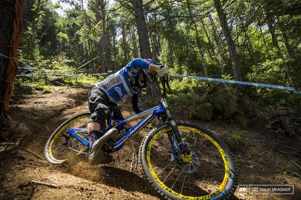 Joe Smith grabbing a handful of whoah on the lower section of the track.