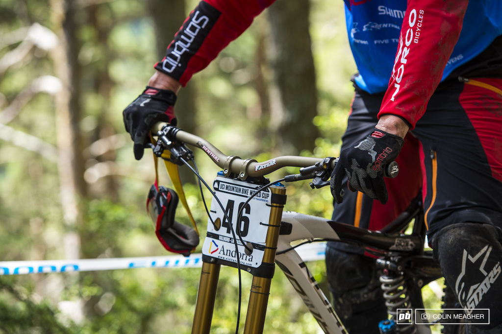 Tough day for Bryn Atkinson but the fact he s racing here is great--he broke two of the floating wings on his vertabrae at Val di Sole and has only been cleared to train again for two weeks which is simply not enough time to prepare for this monster of a track in Andorra.