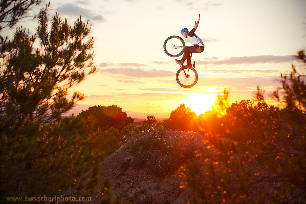 Kirill found this natural dirt jump while checking out the area close to Tudela. Tuck nohander into the evening sky...