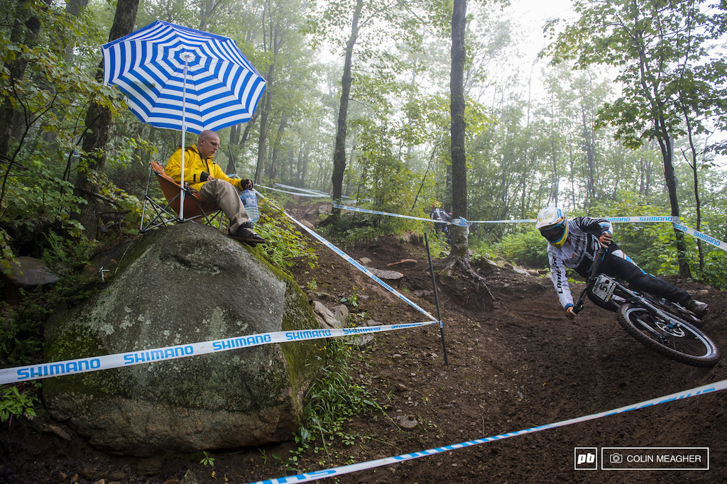 Loic Bruni railing in the woods for an audience of one.