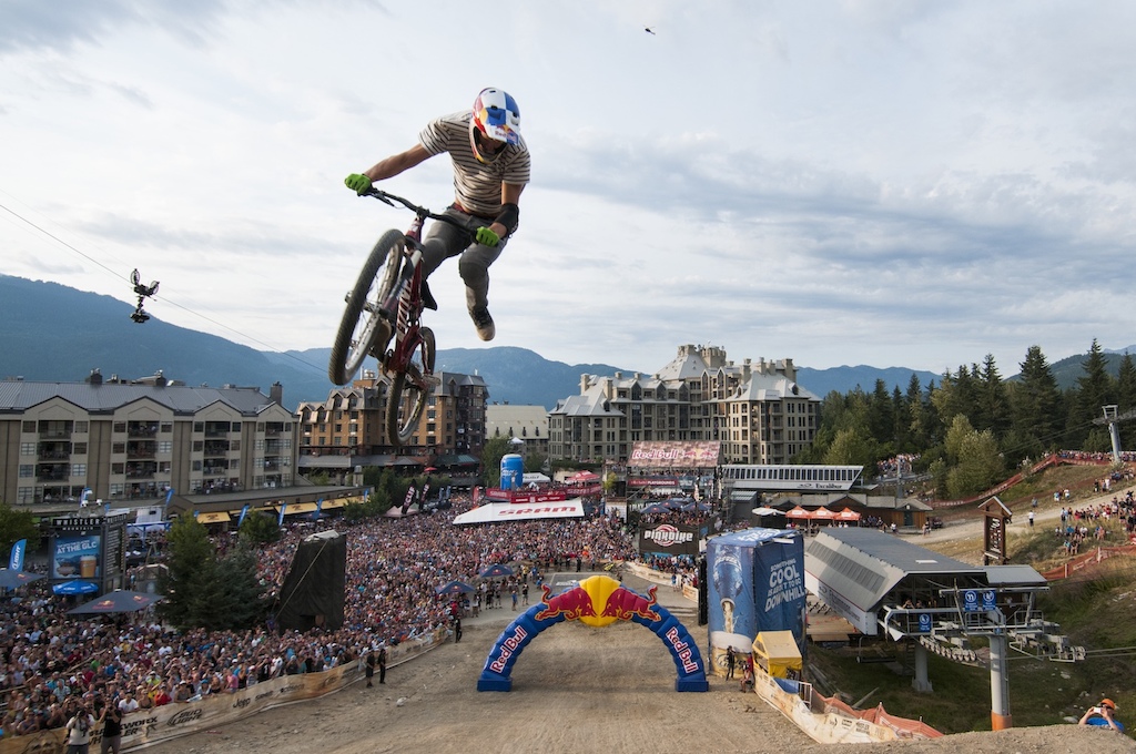 Martin Soederstroem performs a 360 tail-whip to complete his run at Red Bull Joyride in Whistler, Canada on the 18th of August, 2012. // Dale Tidy/Red Bull Content Pool // P-20120819-00113 // Usage for editorial use only // Please go to www.redbullcontentpool.com for further information. //