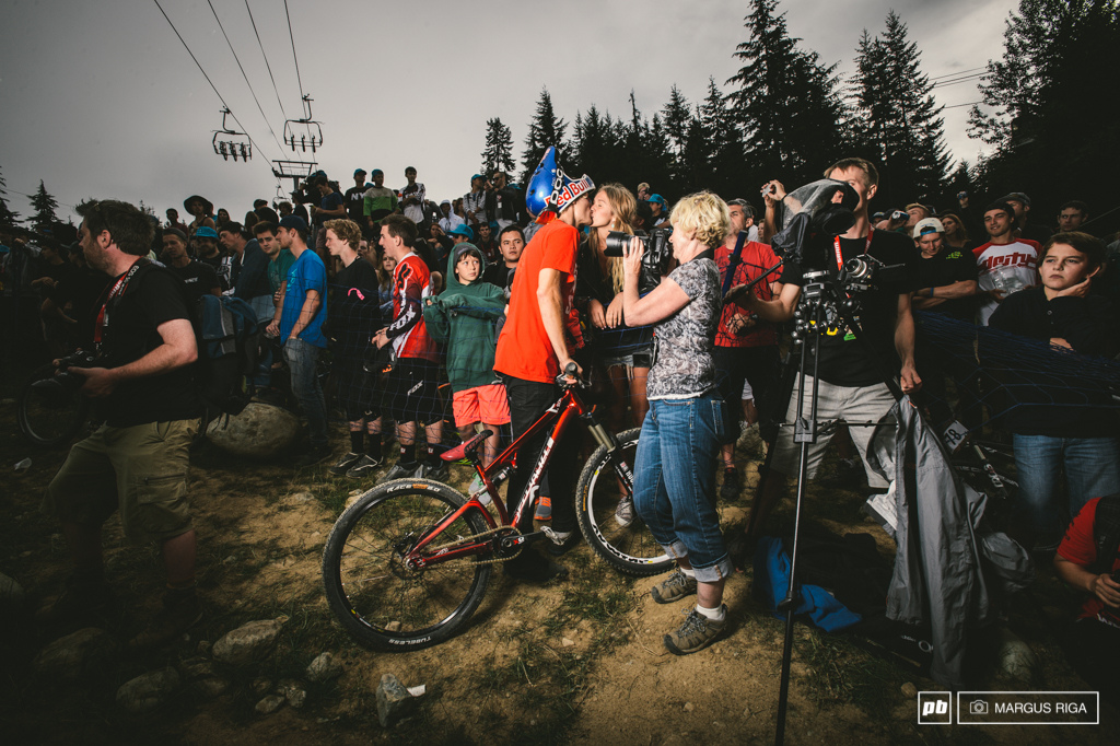 Martin Sodertstrom, getting a good luck kiss before his final go at his best trick.