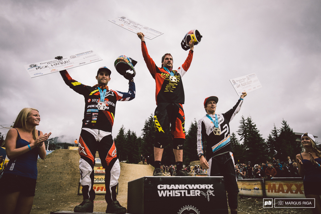 Today's big winners of the Canadian Open DH. Steve Smith, Mik Hannah, and Sam Blenkinsop.