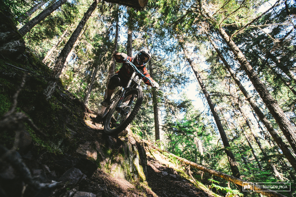 The Backdoor Trail descends roughly 3,500 vertical feet from the ski hill above town. Riders finish up with a 5 minute pedal to their favorite patio. World class.