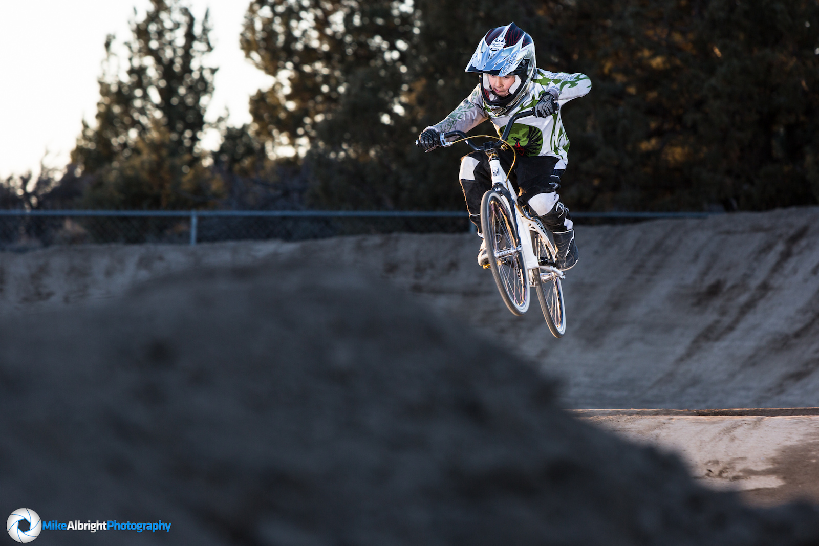 Banyan Howell tries out the newly remodeled High Desert BMX track in Bend, Oregon
