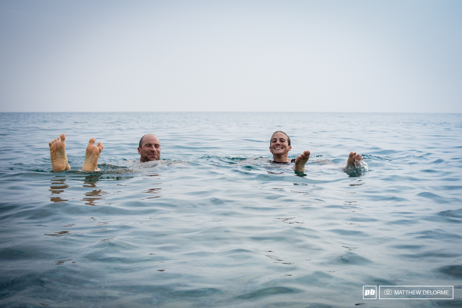 When your pit is just behind the Mediterranean, it's good to wash away the  day with a refreshing swim.