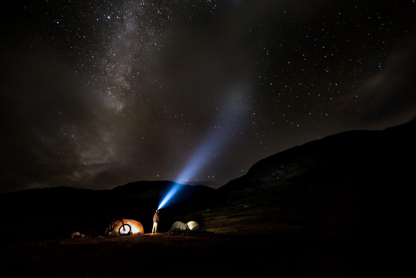 Kite Lake, elevation 12,000 feet, would serve as out base camp for the night.  Luckily the storms would pass and the Milky Way began to shine through as we prepared to tackle the first big accent of the day.  -Photo Credit Joey Schusler