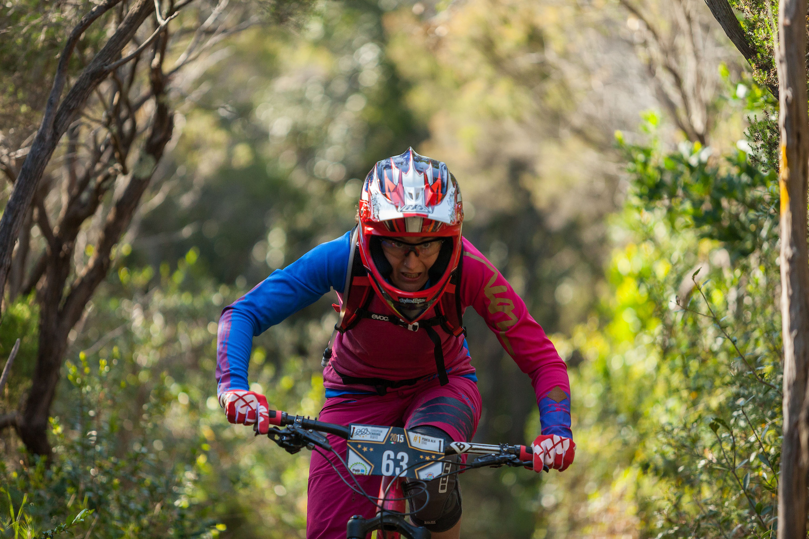 Steffi Teltscher races down the prologue during the first stop of the European Enduro Series in Punta Ala, Itali, on April 25, 2015. Free image for editorial usage only: Photo by Antonio Lopez Ordonez.