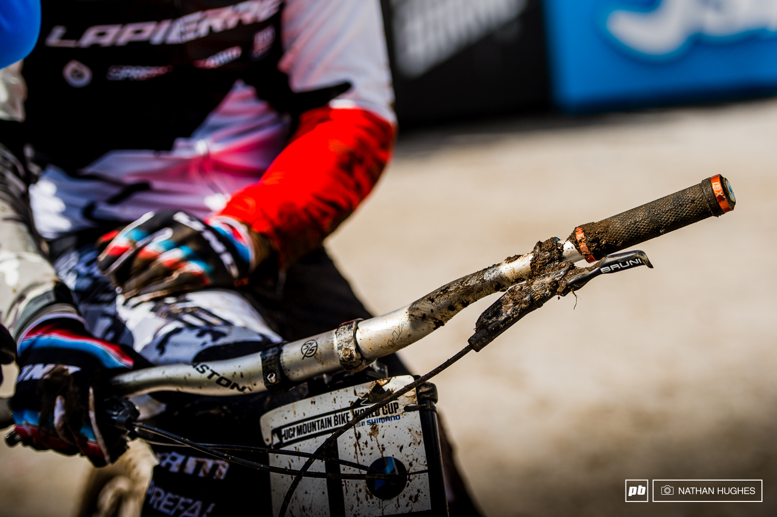 One of these days Loic s going put wrongs to right. Somehow he was still able to come in 7th and only drop to 2nd in the overall despite his spill in the woods. Look out Leogang...