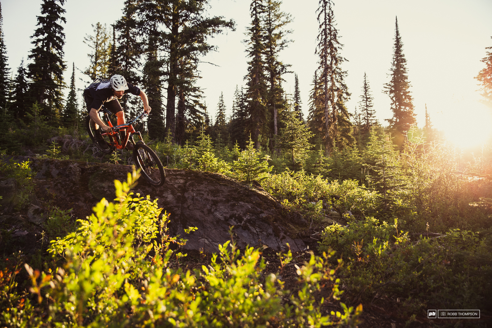 Bas van Steenbergen rolling a section of Rock Is The New Berm found in the Sovereign Lake area on Silver Star Mountain.