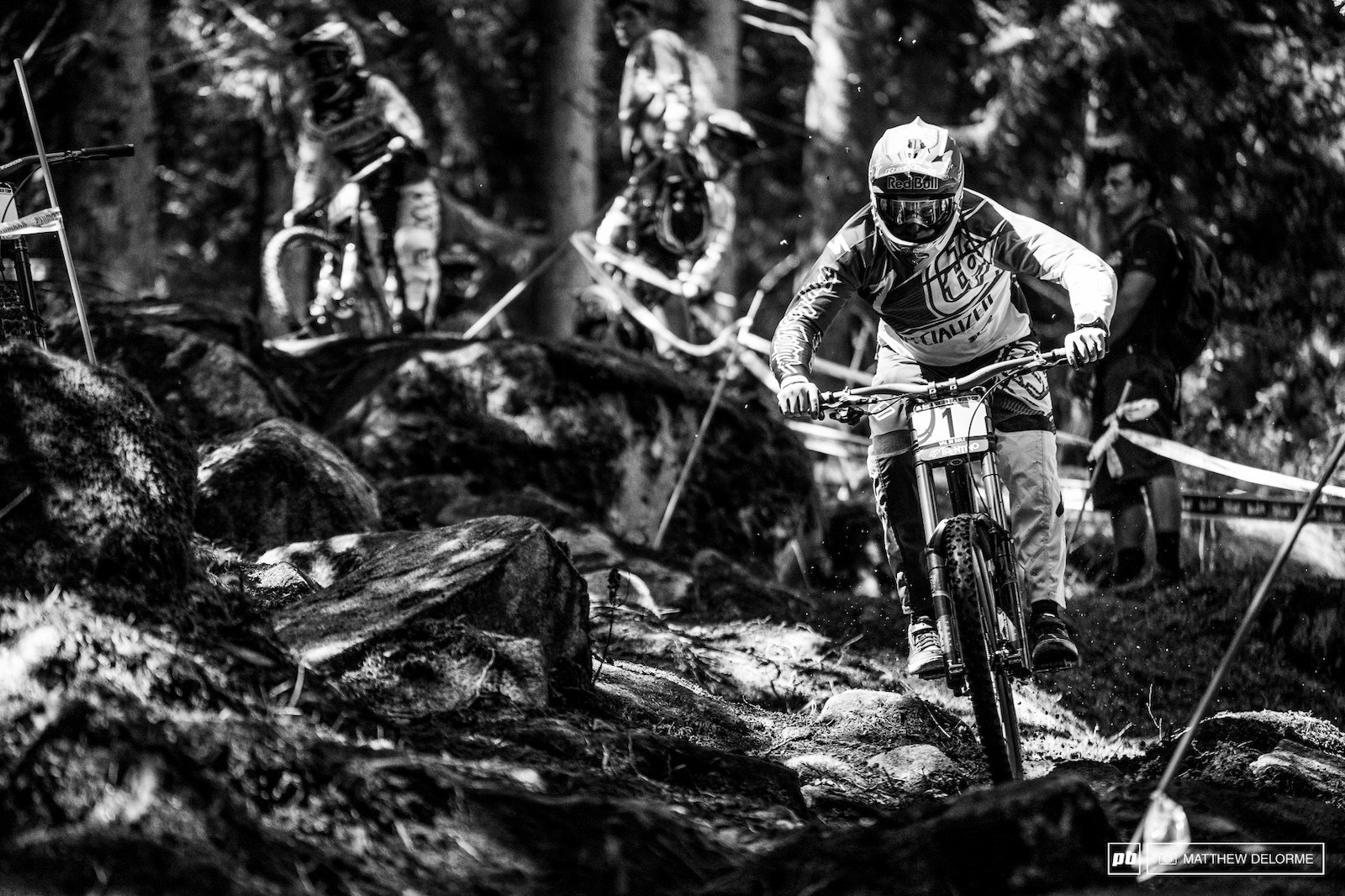 Gwin was quickly looking up to speed as he negotiated his way through the rough terrain.