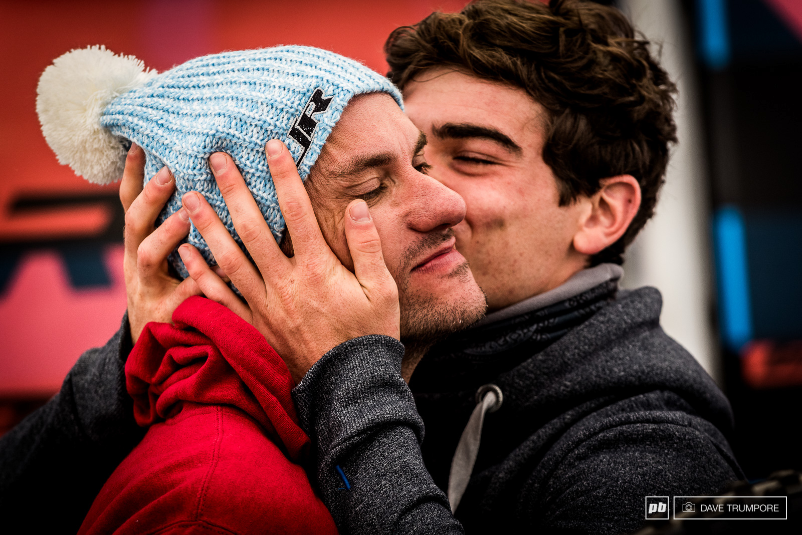 Loic Gives Jack a well deserved kiss after receiving his custom bike at World Champs.