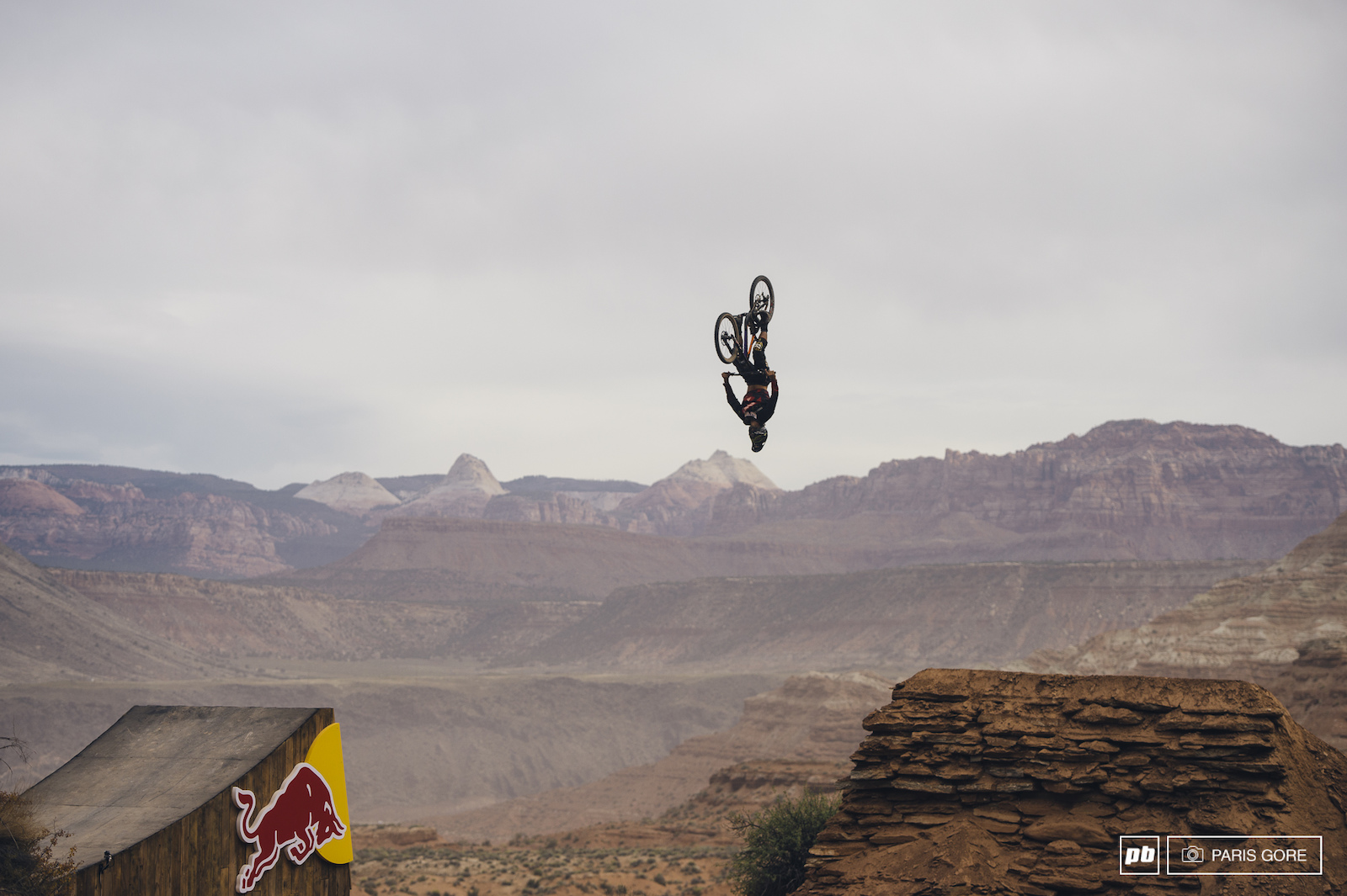 Antoine Bizet hands down would have run Red Bull Rampage this year had he landed his double backflip on the lower RZR booter. Frontflip up top canyon gap flip and double flip lower down was absolutely incredible to watch.