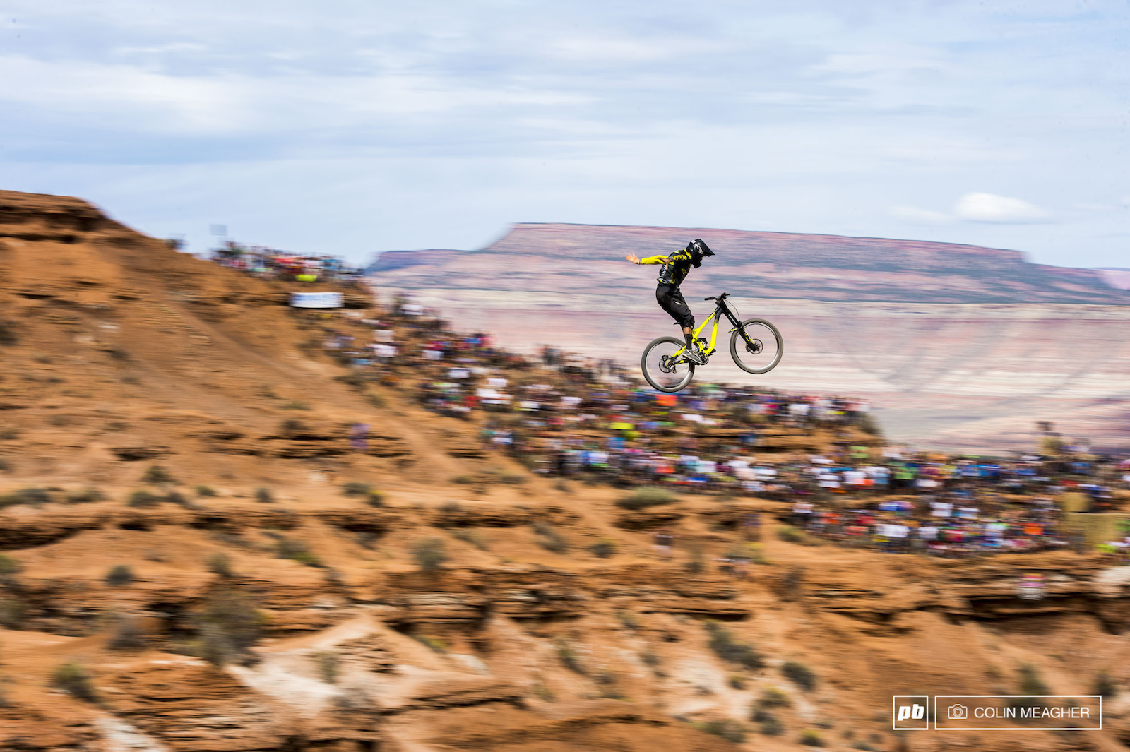 Another DH racer with Rampage chops Remi Metailler throwing the suicide no-hander across the canyon gap.
