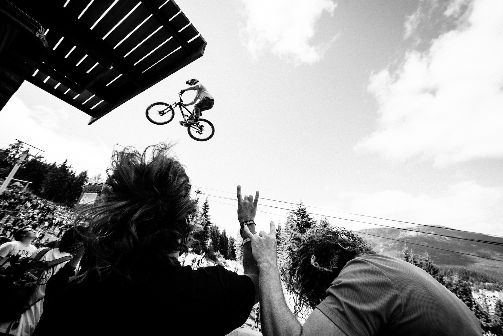 KC Dean and Kelly rock on Gregg Watts during Crankworx 2015.