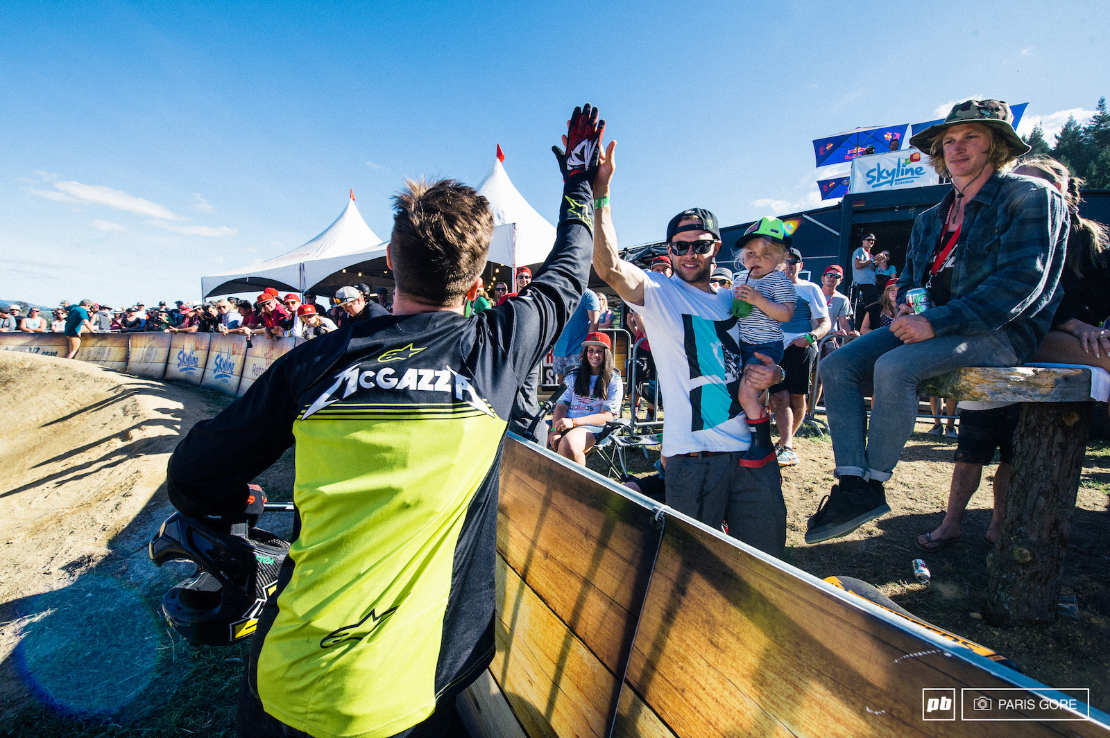 High fives all around for Nicholi Rogatkin for landing the first 1080 in a contest run.