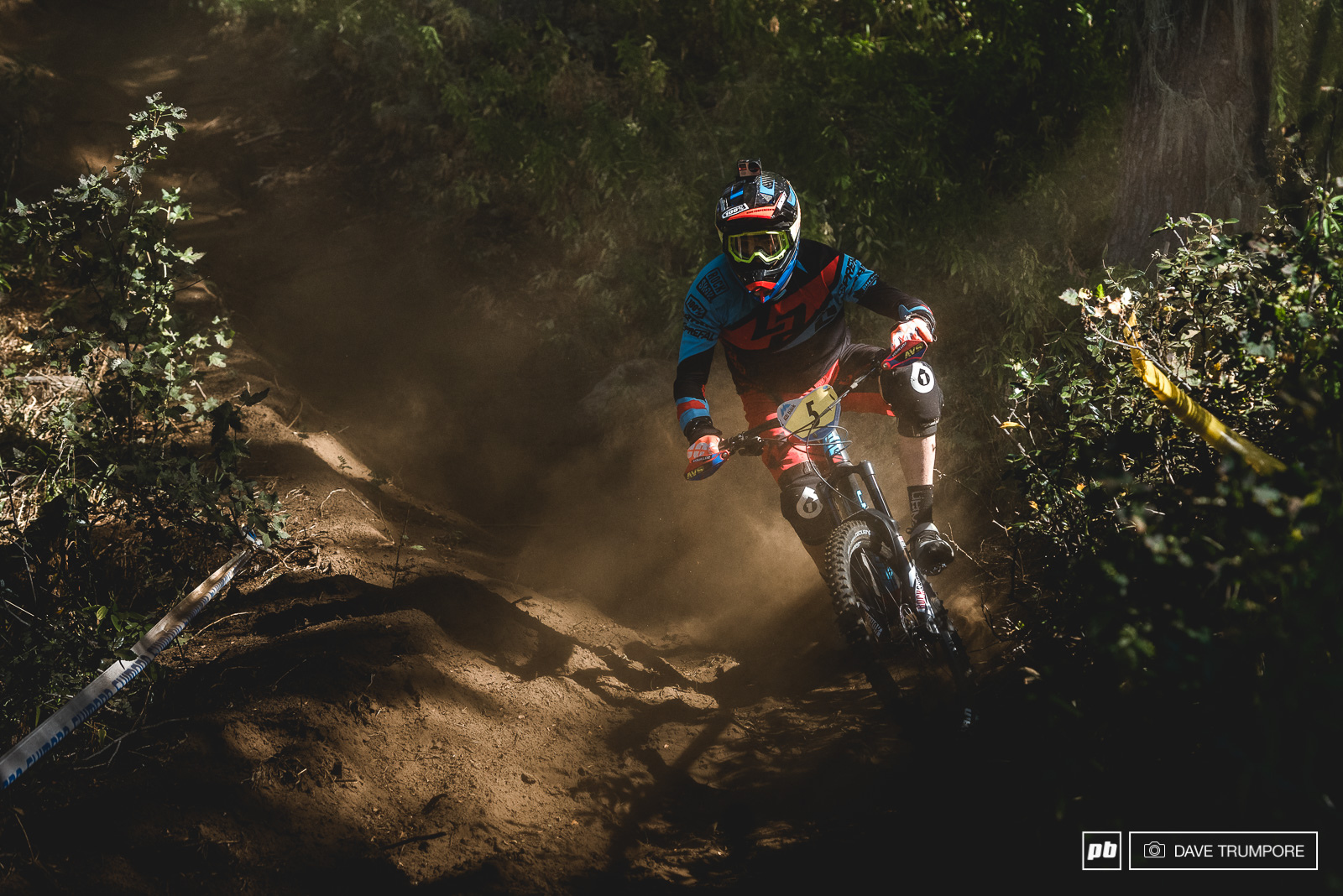 Nico says he is struggling a bit but you would never know it from looking at him ride. His light and precise style seems to float effortlessly down through the dust.
