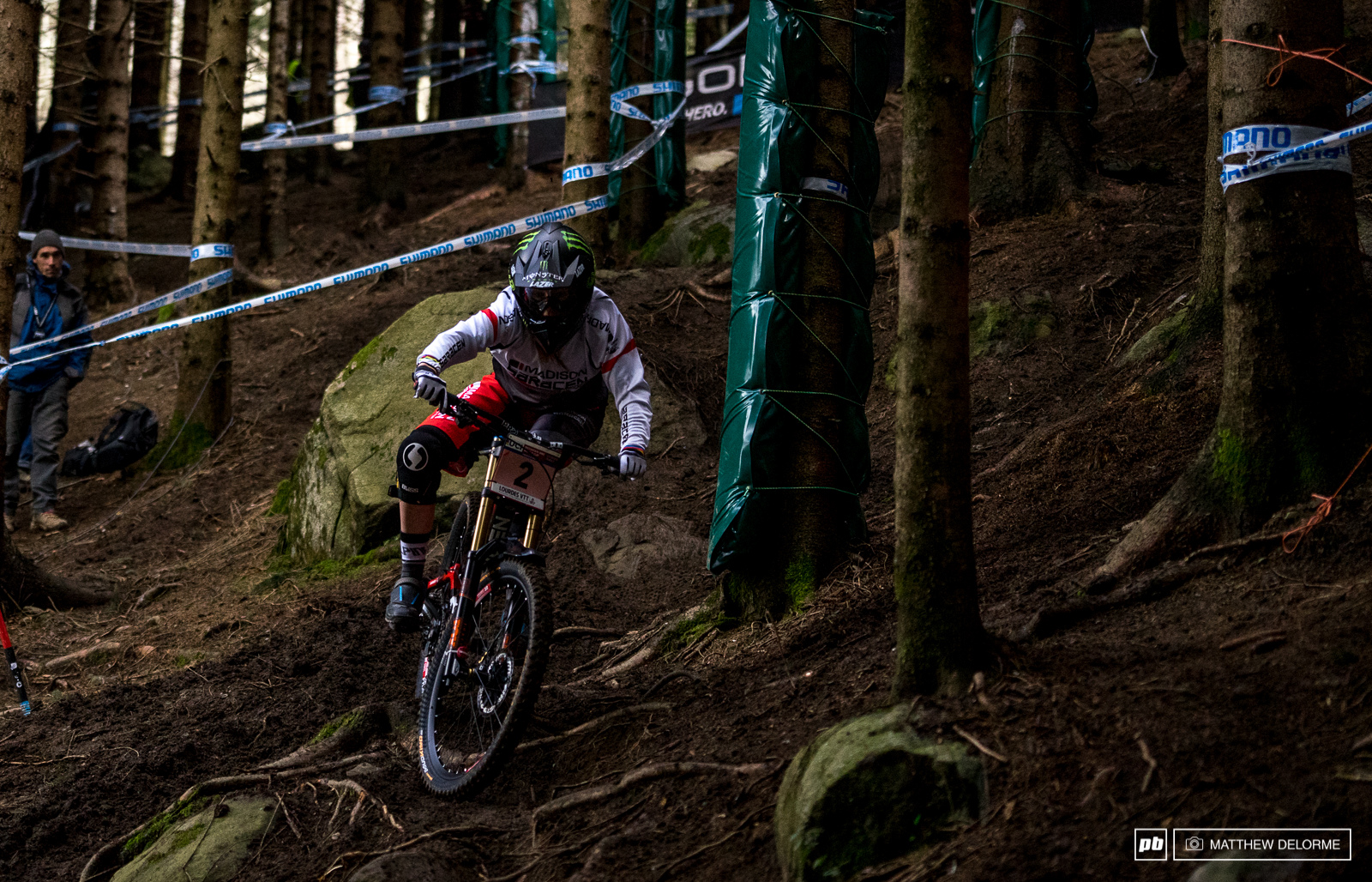 Manon Carpenter throws a shape while riding to a third place qualifying result today.