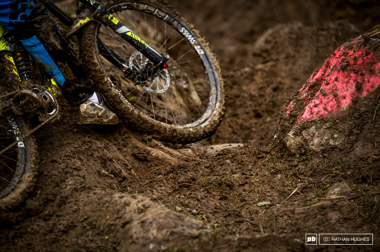 Riders were getting swapped left to right throughout the upper rock gardens due a thick layer of unwelcome slime.