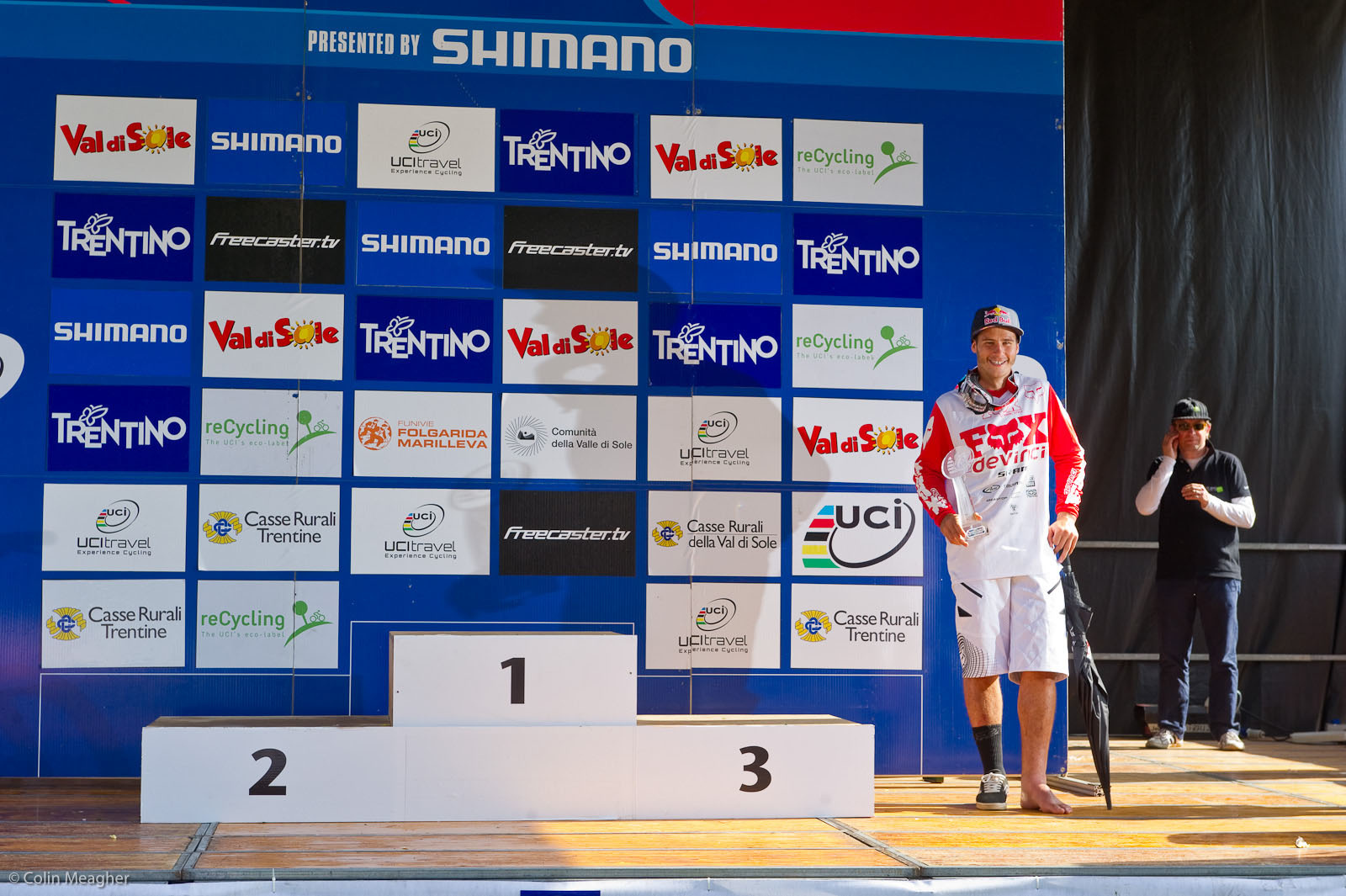 Steve on the podium for the WC overall at the World Cup finals in Val di Sole IT in 2011